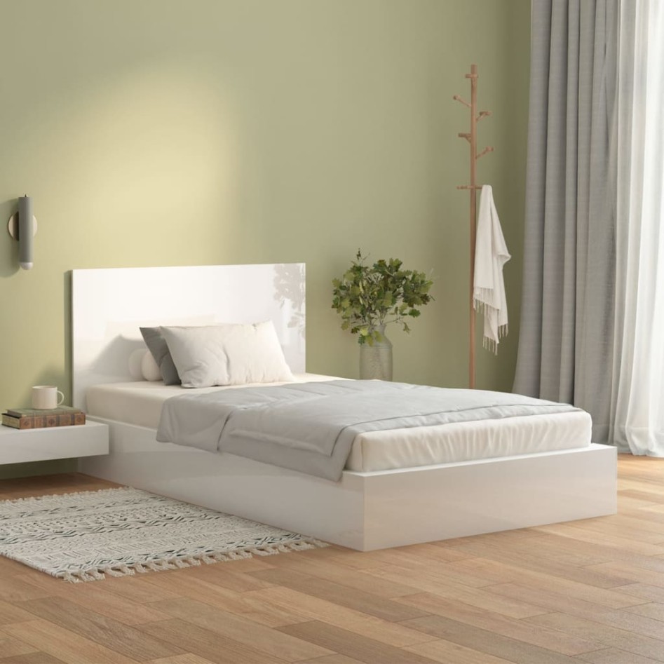 Cabecero cama madera contrachapada blanco brillo 120x1,5x80