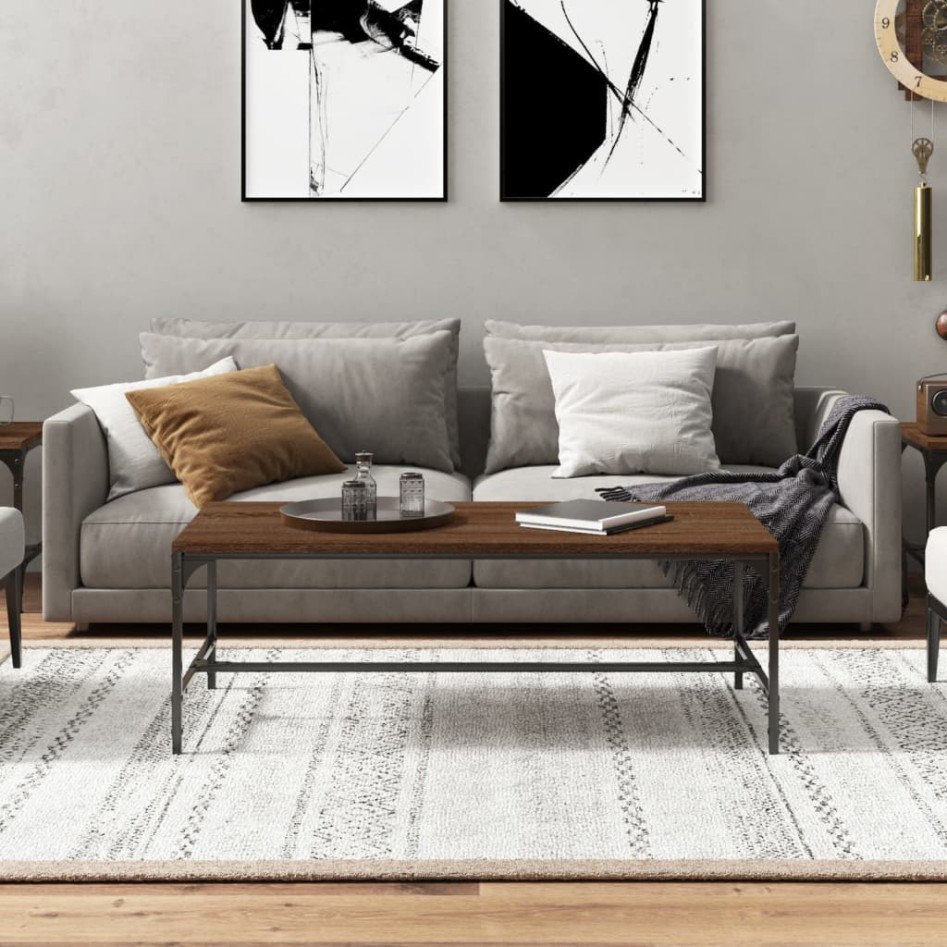 Mesa de centro madera contrachapada marrón roble 100x50x35