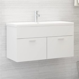 Armario para lavabo madera contrachapada blanco 90x38,5x46