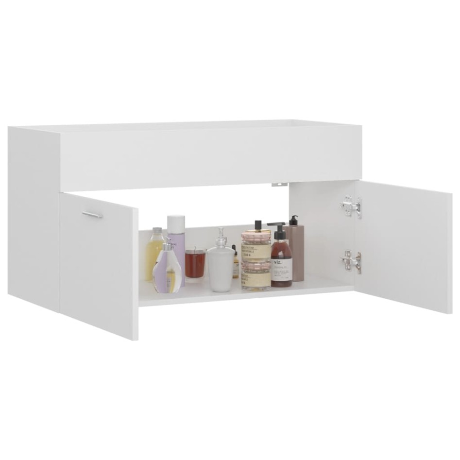 Armario para lavabo madera contrachapada blanco 90x38,5x46