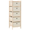 Estantería de almacenaje 5 cestas de tela madera de cedro beige