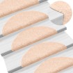 Alfombrilla de escaleras 15 uds tela punzonada 56x17x3 cm crema