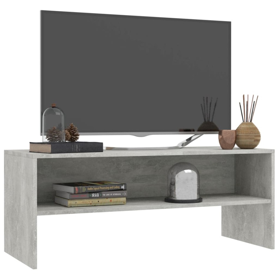 Mueble de TV madera contrachapada gris hormigón 100x40x40