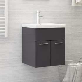 Armario para lavabo contrachapada gris brillo 41x38,5x46