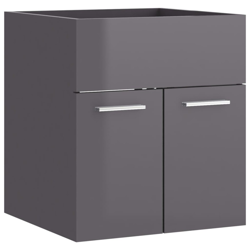 Armario para lavabo contrachapada gris brillo 41x38,5x46