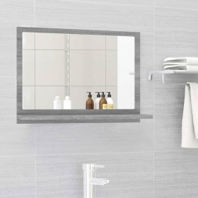 Espejo de baño madera contrachapada gris Sonoma 60x10,5x37
