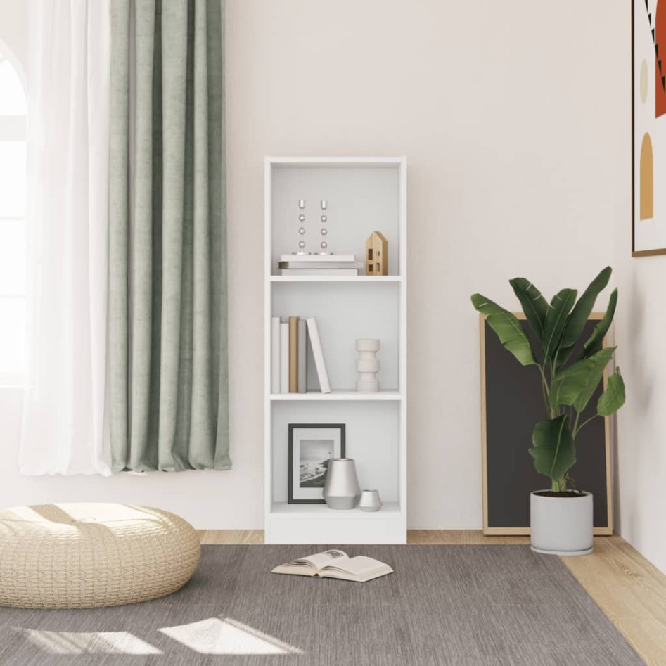 Estantería de 3 niveles madera ingeniería blanco 40x24x109