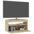 Mueble de TV con luces LED roble Sonoma 75x35x40