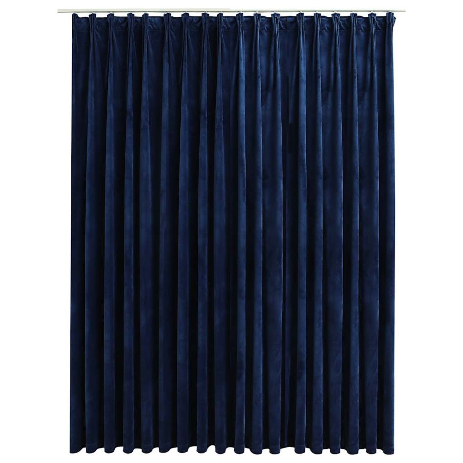 Cortina opaca con ganchos terciopelo azul oscuro 290x245