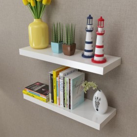 Estantes flotantes de pared 2 uds MDF blanco para
