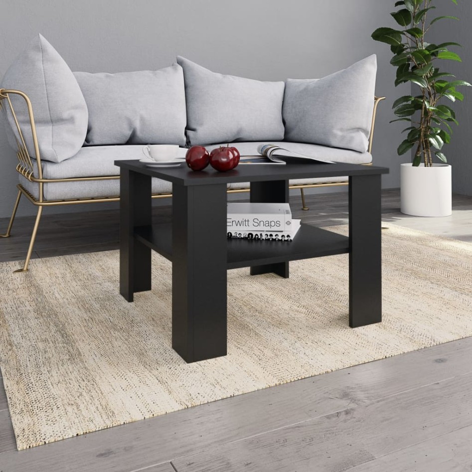 Mesa de centro madera contrachapada negro 60x60x42