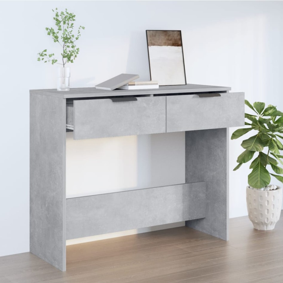 Mesa consola de madera contrachapada gris hormigón 90x36x75