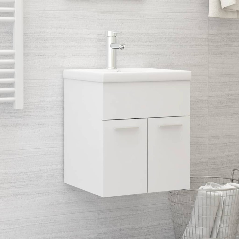 Armario para lavabo madera contrachapada blanco 41x38,5x46