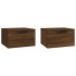 Mesitas de noche de pared 2 uds color marrón roble 34x30x20