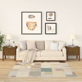 Mesa auxiliar 2 uds madera maciza pino marrón miel 50x50x49