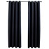 Cortinas opacas con anillas de metal 2 uds negro 140x225