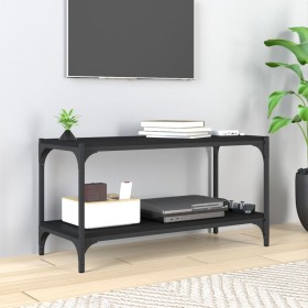 Mueble para TV madera contrachapada y acero negro 80x33x41