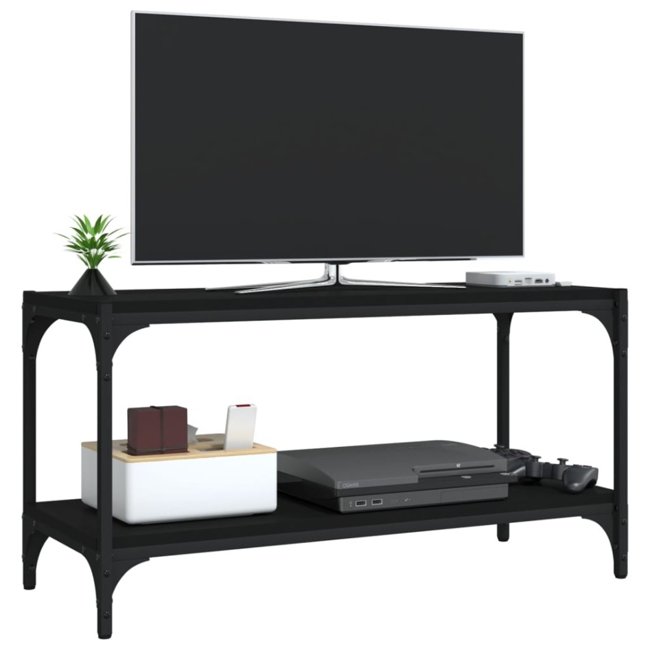 Mueble para TV madera contrachapada y acero negro 80x33x41