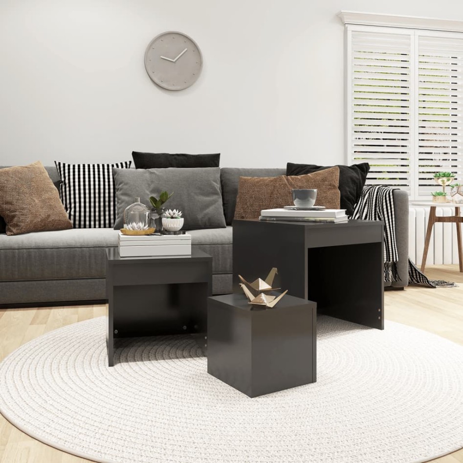 Mesas apilables 3 piezas madera contrachapada