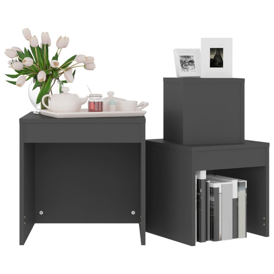 Mesas apilables 3 piezas madera contrachapada