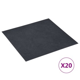 Tarimas de suelo autoadhesivas 20 uds PVC mármol negro 1,86