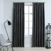 Cortinas opacas y ganchos 2 uds terciopelo antracita 140x245 cm