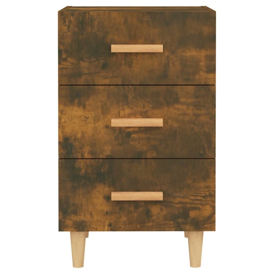 Mesita de noche madera de ingeniería roble ahumado 40x40x66