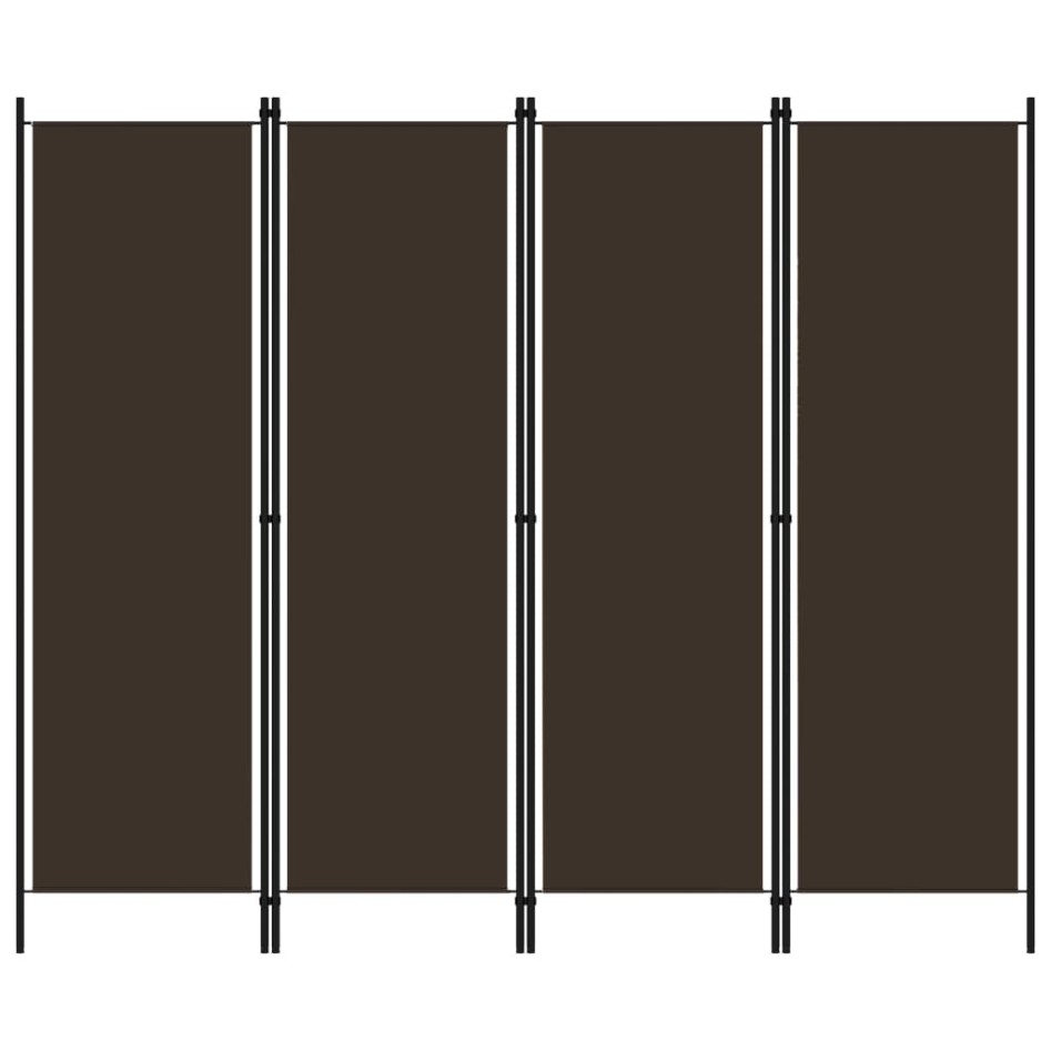 Biombo divisor de 4 paneles marrón 200x180