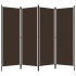 Biombo divisor de 4 paneles marrón 200x180