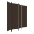 Biombo divisor de 4 paneles marrón 200x180