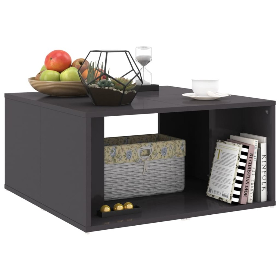 Mesas de centro 4 pzas contrachapada gris brillante 33x33x33