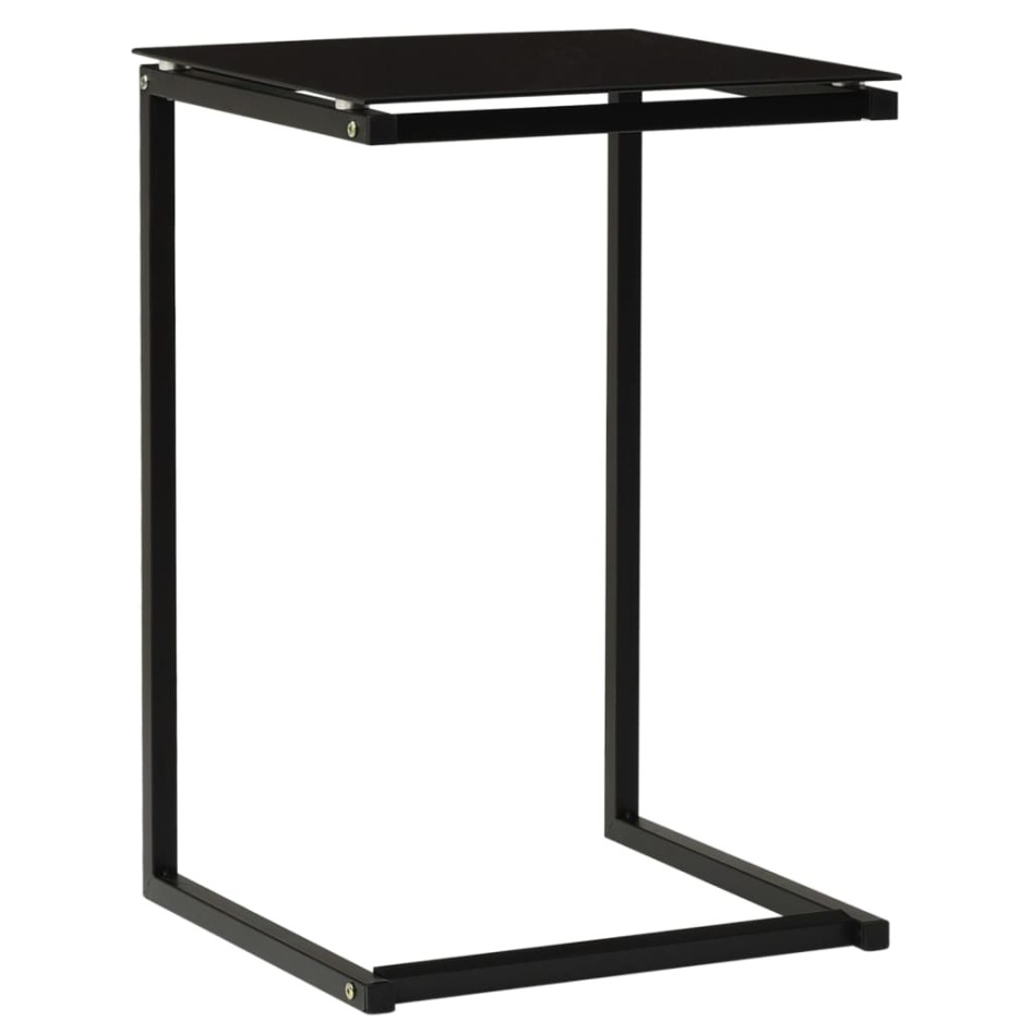 Mesa auxiliar de vidrio templado negro 40x40x60