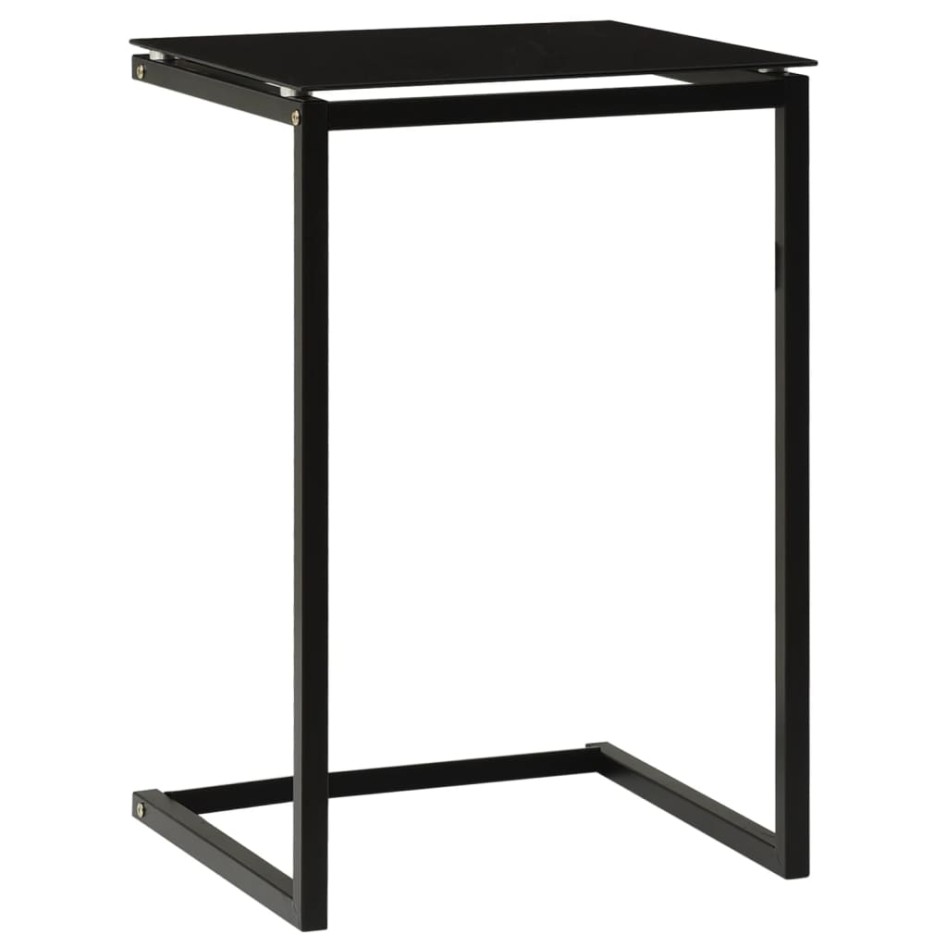 Mesa auxiliar de vidrio templado negro 40x40x60