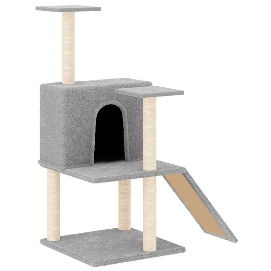 Rascador para gatos con postes de sisal gris claro 109