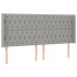 Cabecero con orejas de tela gris claro 203x16x118/128