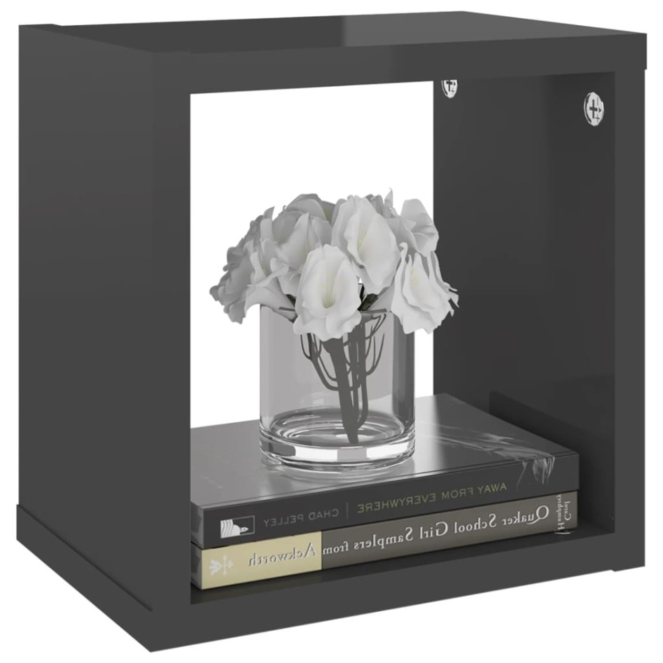 Estantes cubo de pared 6 unidades gris brillo 22x15x22