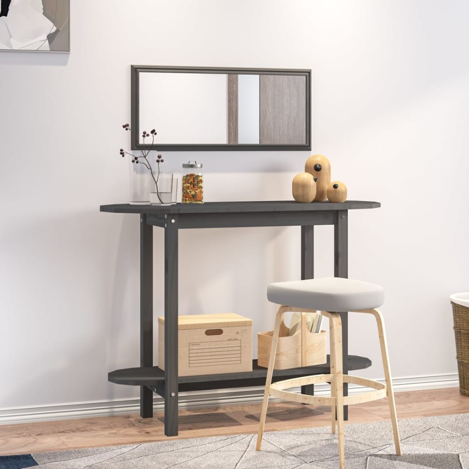 Mesa consola de madera maciza de pino gris 110x40x80