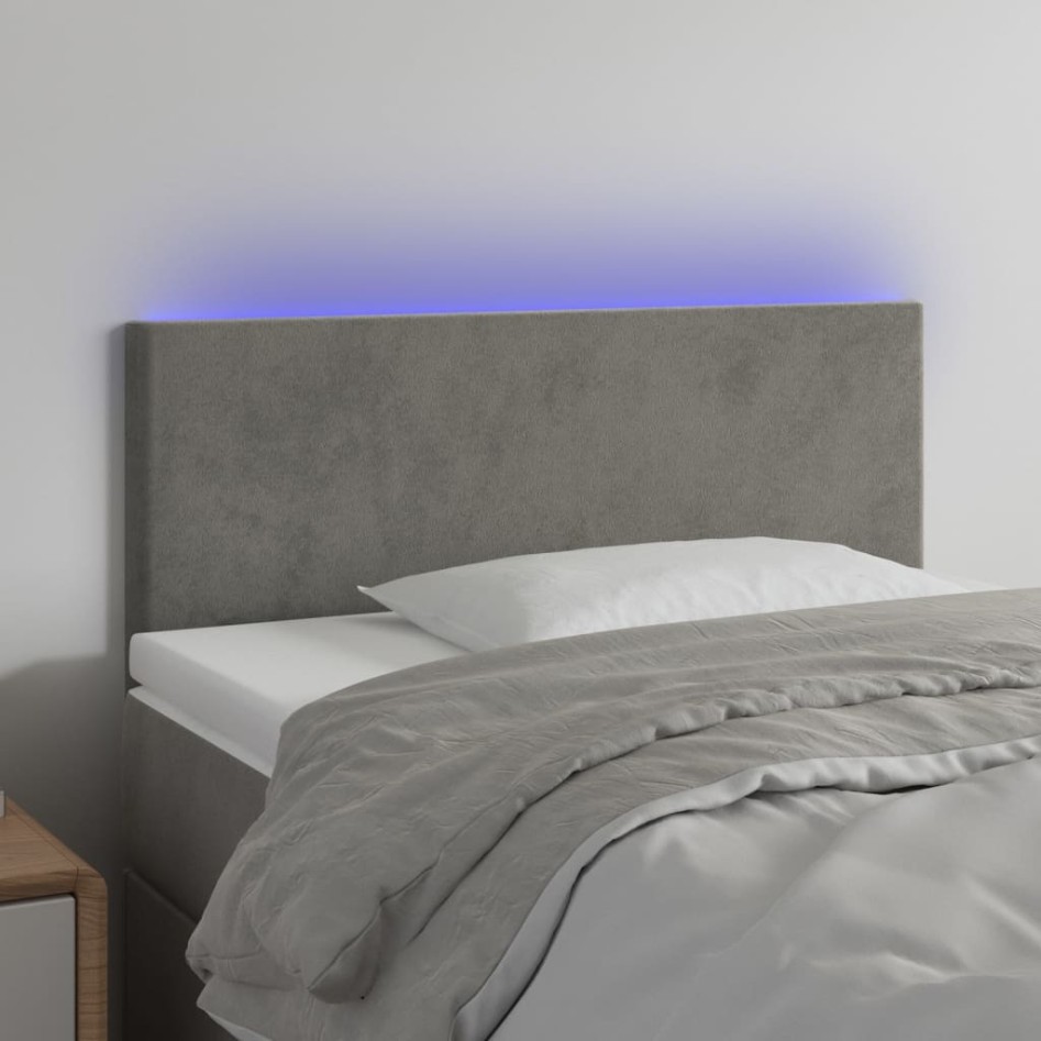 Cabecero con LED de terciopelo gris claro 100x5x78/88