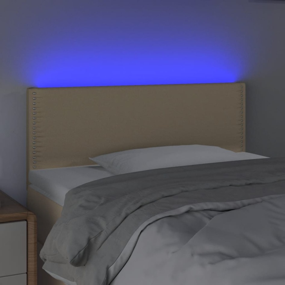 Cabecero con LED de tela color crema 80x5x78/88