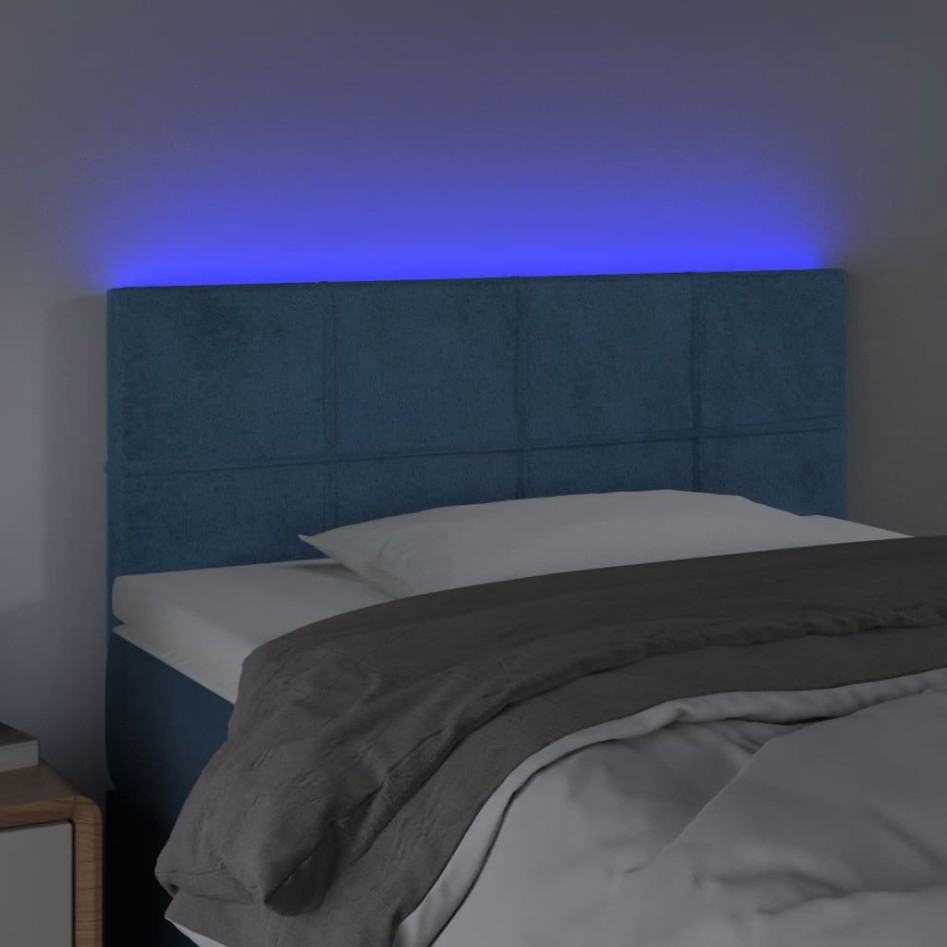 Cabecero con LED de terciopelo azul oscuro 80x5x78/88