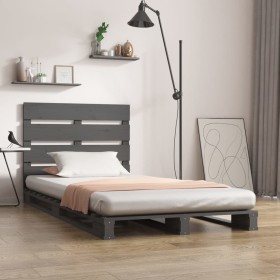Estructura de cama madera maciza de pino gris 100x200