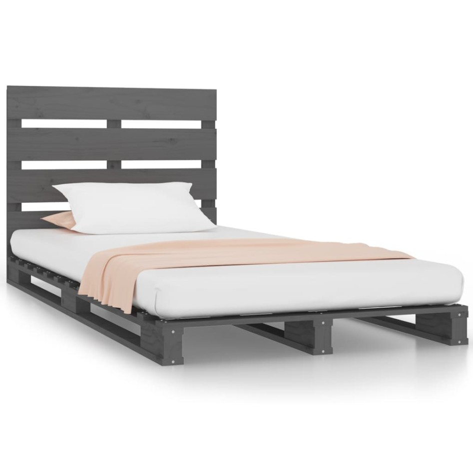 Estructura de cama madera maciza de pino gris 100x200