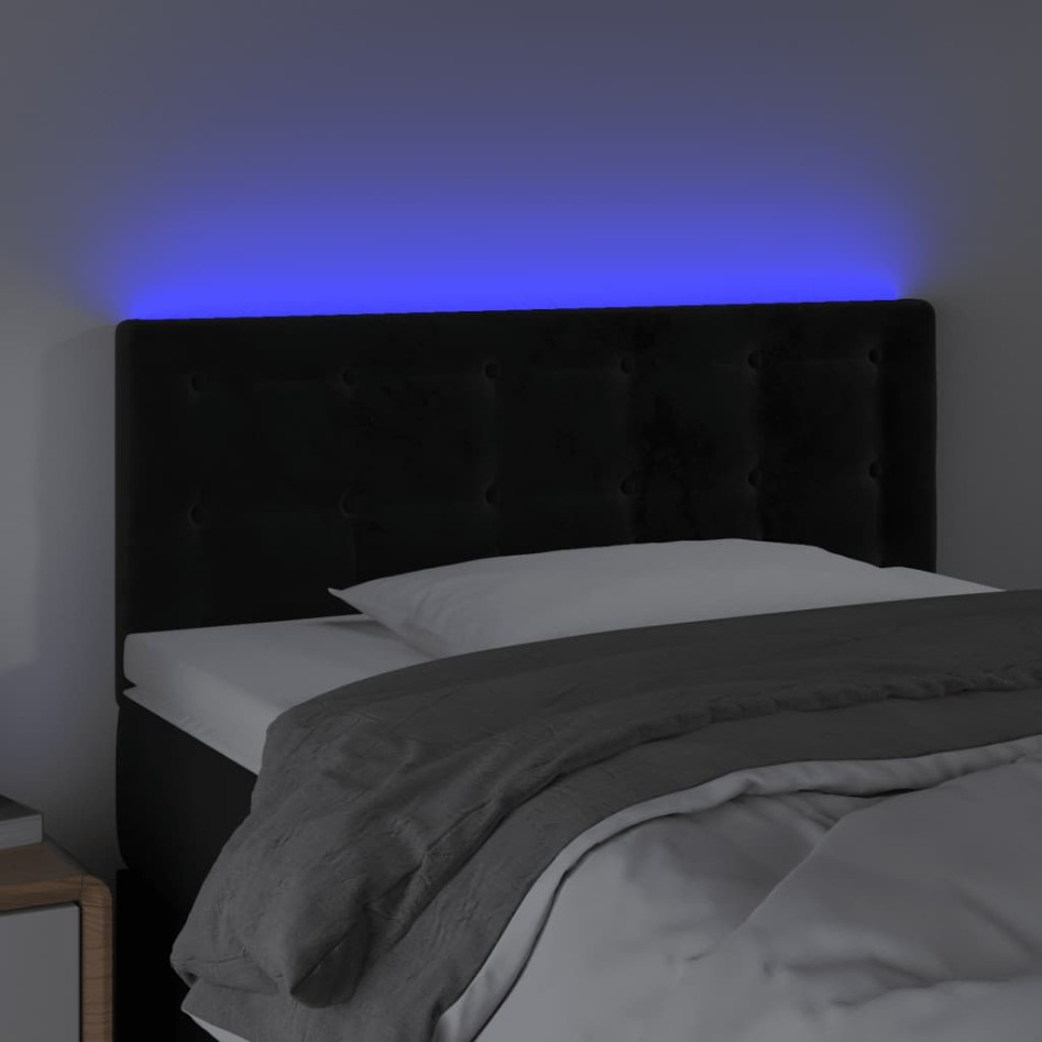 Cabecero con LED de terciopelo negro 80x5x78/88