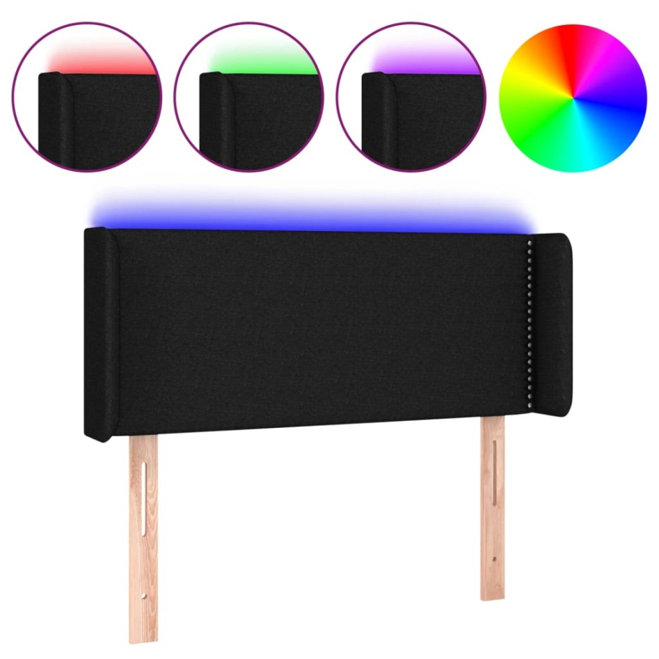 Cabecero con LED de tela negro 93x16x78/88