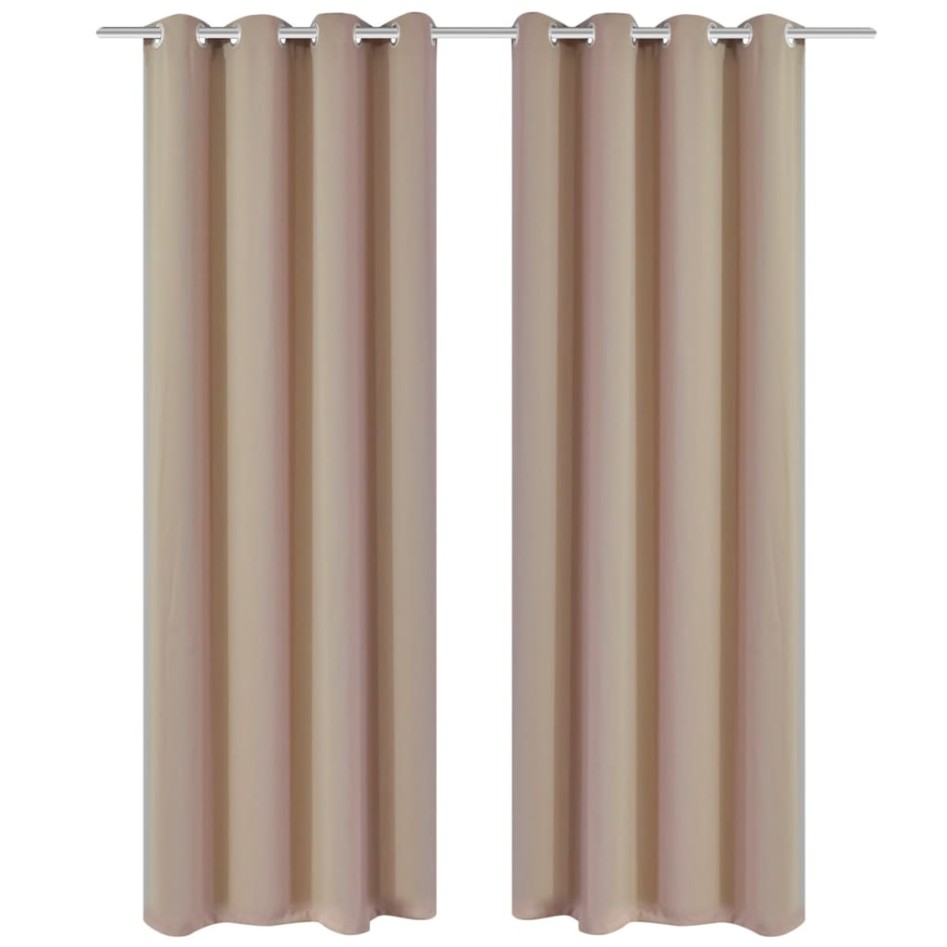 2 cortinas oscurecedoras con anillas blanco crema blackout