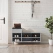 Mueble zapatero madera contrachapada gris hormigón 102x36x60 cm