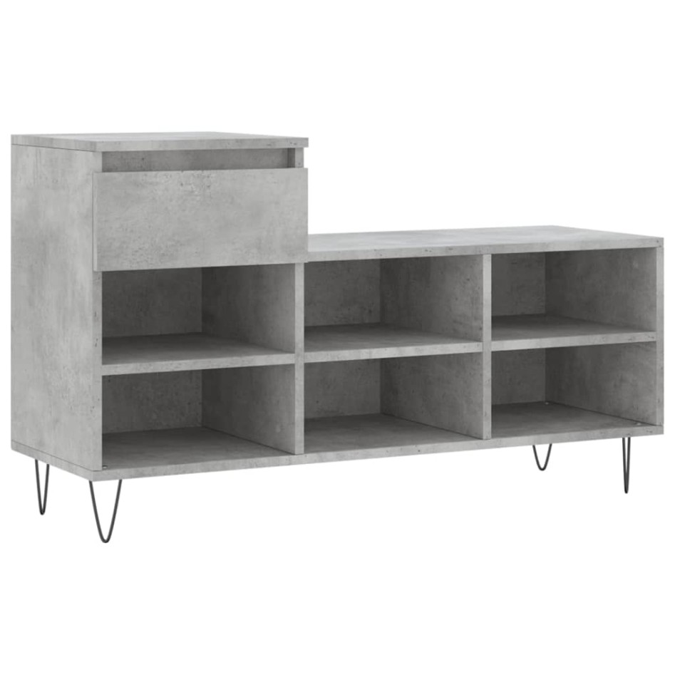 Mueble zapatero madera contrachapada gris hormigón 102x36x60