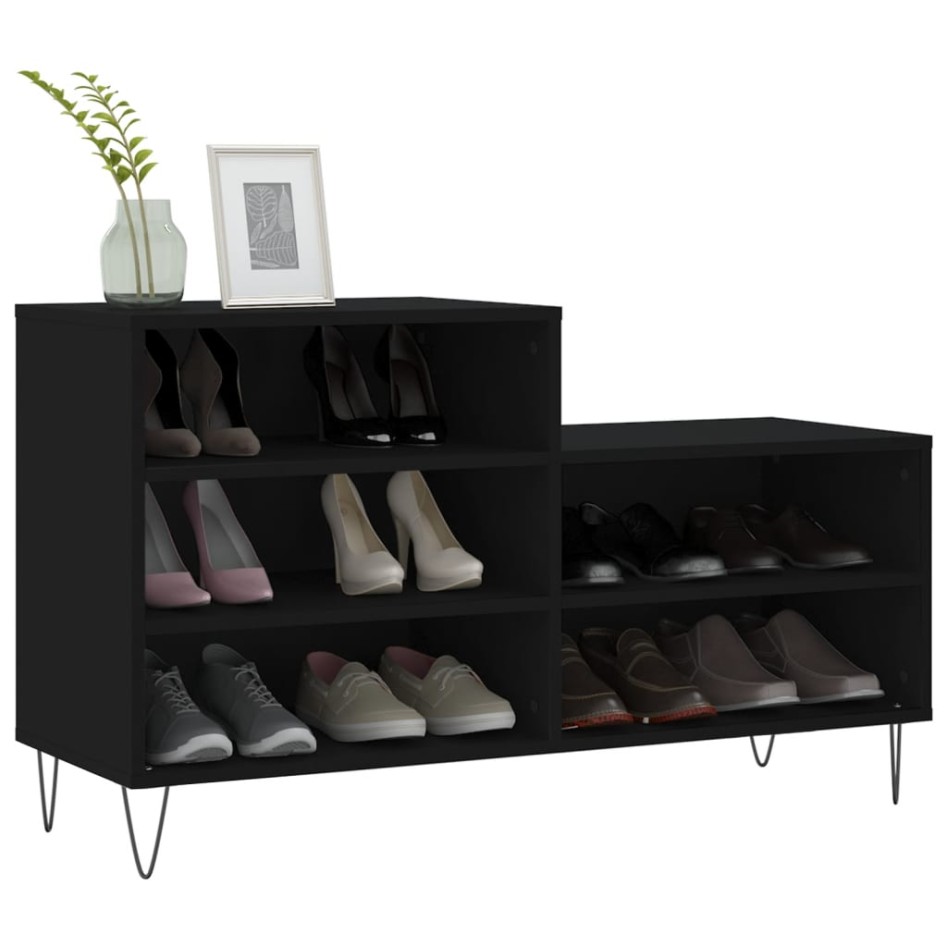 Mueble zapatero madera contrachapada negro 102x36x60