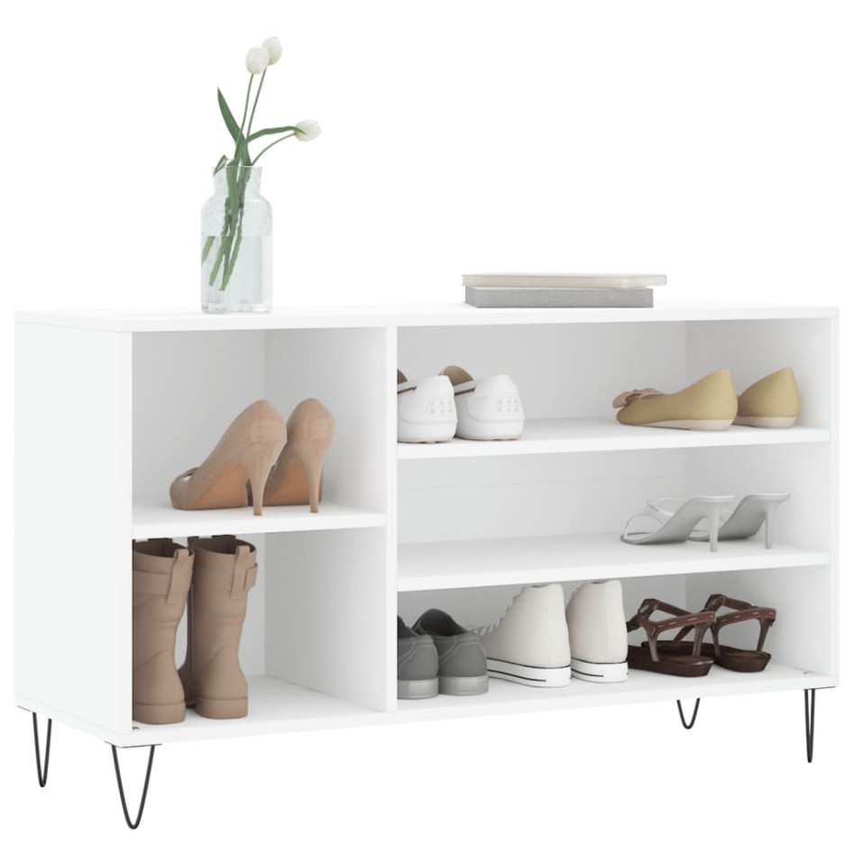 Mueble zapatero madera contrachapada blanco 102x36x60