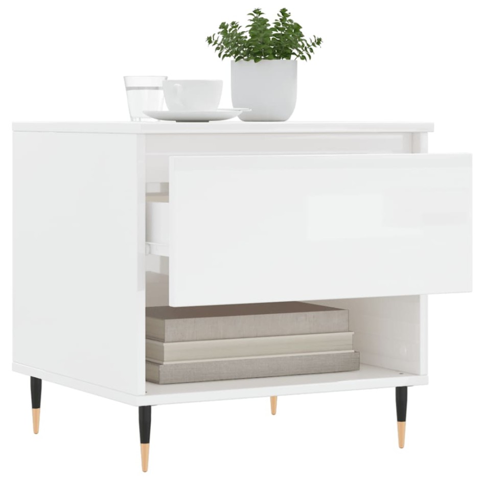 Mesa de centro madera de ingeniería blanco brillo 50x46x50